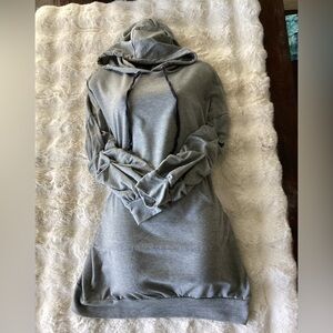Gray Hooded Sweatshirt Dress M